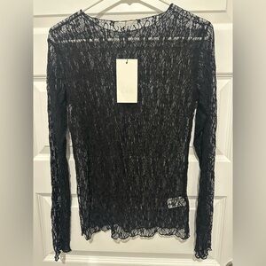 Zara Black Sheer Lace Blouse